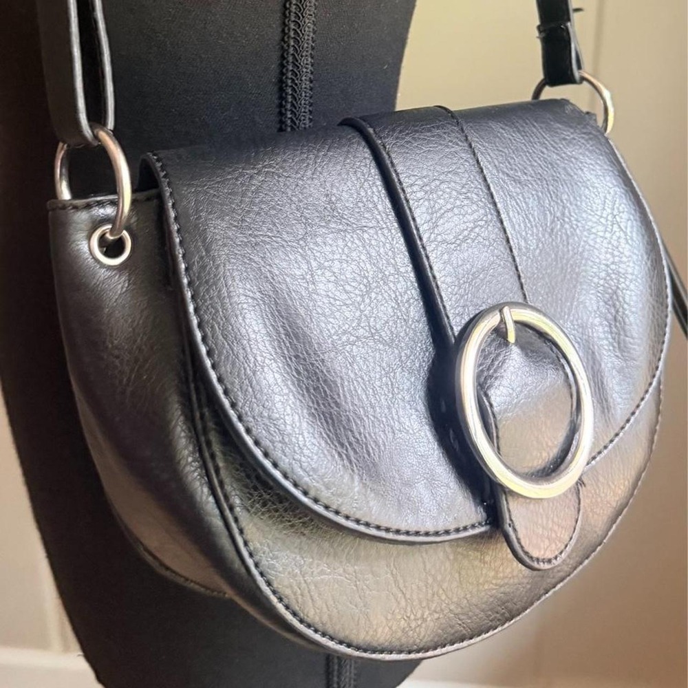 Koltov Black Mini Saddle Bag Silver Ring Detail